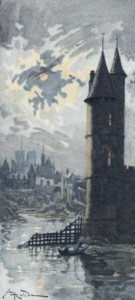 Albert Robida, La tour de Nesle (lithographie, 1901)